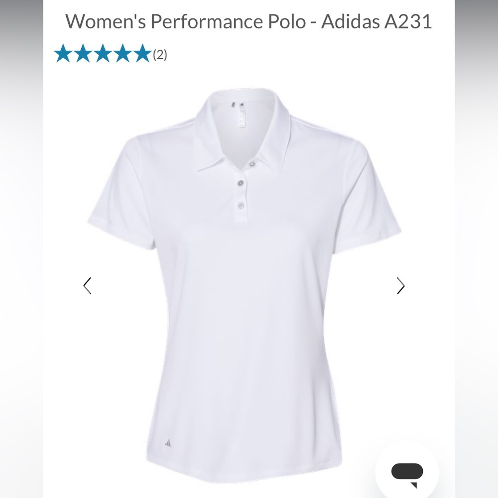 Women’s Addidas Performance Golf Shirt - white, short sleeve size L - NWT